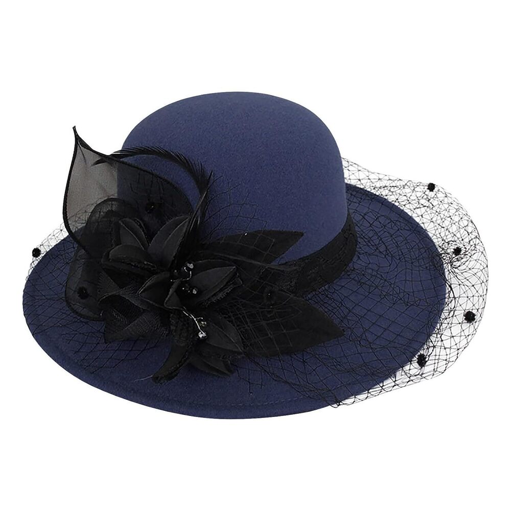 Womens Felt Cloche Hat 1920s Summer Winter Bucket Bowknot Cap Vintage Church